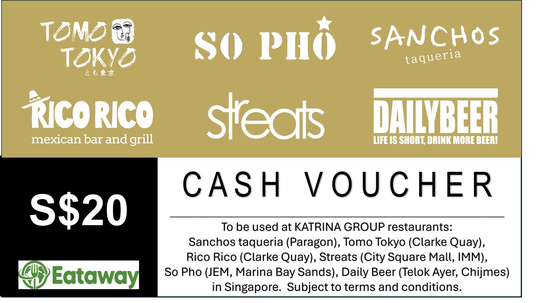 KATRINA GROUP DINING VOUCHER - SGD$20